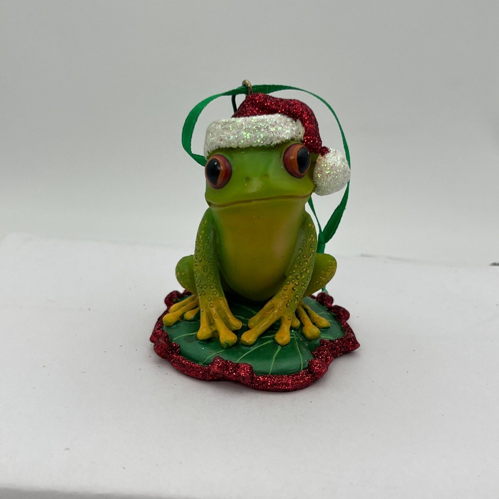 Danbury Mint The Baby Animal Ornaments Frog Christmas Tree Holiday Santa Hat